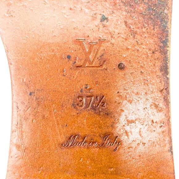 Louis Vuitton LV Logo Monogram Canvas Pink Tan Gold Lock It Flats Sandals EU37.5 - Picture 9 of 11